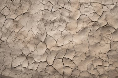 Kurumuş çatlamış toprak yüzey dokusunun işlenmiş kolajı. Pankart, arkaplan veya 3B haritalama için doku