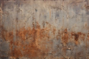 Turuncu paslı metal yüzey dokusunun işlenmiş kolajı. Pankart, arkaplan veya 3B haritalama için doku