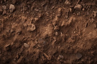 Yeraltı kahverengi toprak katman malzeme dokusu kolajı işlenmiş. Pankart, arkaplan veya 3B haritalama için doku