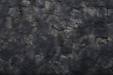 Siyah taş asfalt yüzey dokusunun işlenmiş kolajı. Pankart, arkaplan veya 3B haritalama için doku