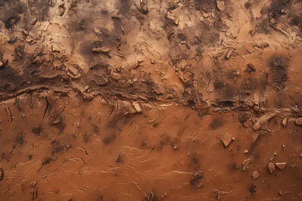 İşlenmiş kolaj eski kuru kahverengi kil yüzey dokusu. Pankart, arkaplan veya 3B haritalama için doku