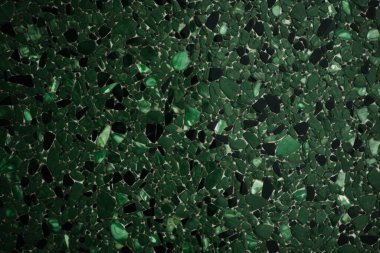 Yeşil terrazzo yüzey dokusunun işlenmiş kolajı. Pankart, arkaplan veya 3B haritalama için doku