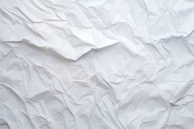 Buruşmuş beyaz kağıt dokusunun işlenmiş kolajı. Pankart, arkaplan veya 3B haritalama için doku