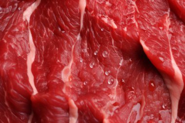 İşlenmiş taze çiğ et yüzey dokusu kolajı. Pankart, arkaplan veya 3B haritalama için doku