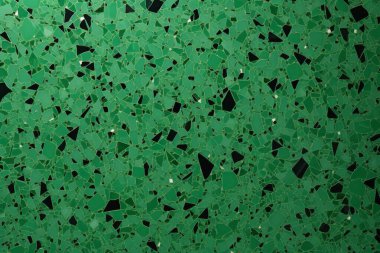Yeşil terrazzo yüzey dokusunun işlenmiş kolajı. Pankart, arkaplan veya 3B haritalama için doku