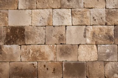 Antik sarı blok duvar dokusunun işlenmiş kolajı. Pankart, arkaplan veya 3B haritalama için doku