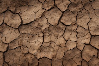 Çatlamış kil yüzey dokusunun işlenmiş kolajı. Pankart, arkaplan veya 3B haritalama için doku