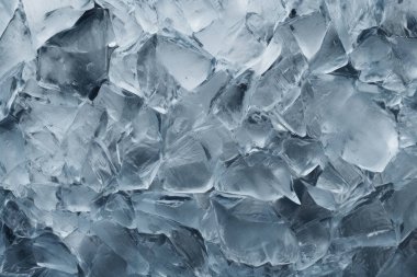 İşlenmiş mavi soğuk kırılan buz yüzeyi dokusu kolajı. Pankart, arkaplan veya 3B haritalama için doku
