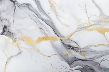 İşlenmiş beyaz ve altın mermer desenli kolaj. Pankart, arkaplan veya 3B haritalama için doku