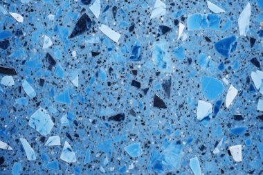 Lacivert terrazzo yüzey dokusunun işlenmiş kolajı. Pankart, arkaplan veya 3B haritalama için doku