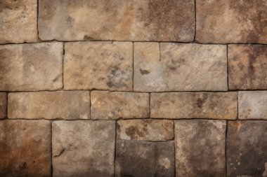 Antik sarı blok duvar dokusunun işlenmiş kolajı. Pankart, arkaplan veya 3B haritalama için doku