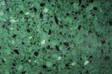 Yeşil terrazzo yüzey dokusunun işlenmiş kolajı. Pankart, arkaplan veya 3B haritalama için doku