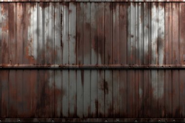 Paslı metal çit ya da gün ışığında işlenmiş kolaj. Pankart, arkaplan veya 3B haritalama için doku