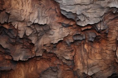 Ağaç kabuğu gövdesi dokusunun işlenmiş kolajı. Pankart, arkaplan veya 3B haritalama için doku