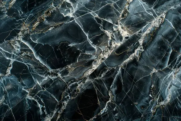 Beyaz damarlı koyu siyah mermer desenli fotoğraf. Arkaplan veya haritalama için arkaplan dokusu