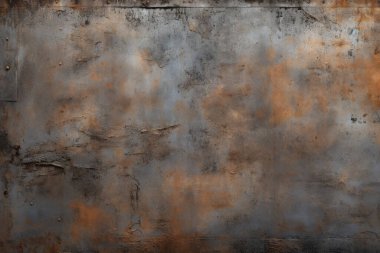 Turuncu paslı metal yüzey dokusunun işlenmiş kolajı. Pankart, arkaplan veya 3B haritalama için doku