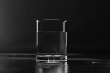 Koyu arkaplanda bardakta su var. Yakın plan. Profesyonel fotoğraf.