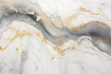 İşlenmiş beyaz ve altın mermer desenli kolaj. Pankart, arkaplan veya 3B haritalama için doku