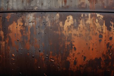 Gündüz vakti paslı metal yaprak dokusunun işlenmiş kolajı. Pankart, arkaplan veya 3B haritalama için doku