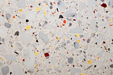 Terrazzo yüzey dokusunun işlenmiş kolajı. Pankart, arkaplan veya 3B haritalama için doku