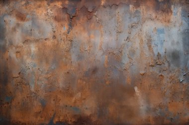 Paslı metal yüzey dokusunun işlenmiş kolajı. Pankart, arkaplan veya 3B haritalama için doku