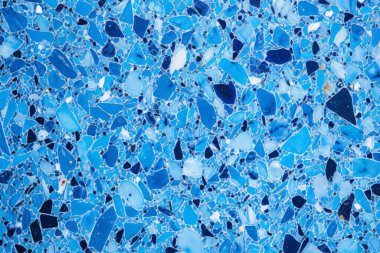 Lacivert terrazzo yüzey dokusunun işlenmiş kolajı. Pankart, arkaplan veya 3B haritalama için doku