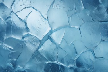 İşlenmiş mavi soğuk kırılan buz yüzeyi dokusu kolajı. Pankart, arkaplan veya 3B haritalama için doku