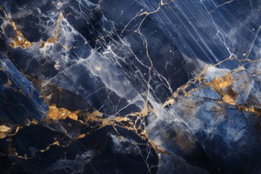 Lüks lacivert mermer desenli işlenmiş kolaj. Pankart, arkaplan veya 3B haritalama için doku