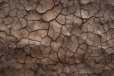 Çatlamış kil yüzey dokusunun işlenmiş kolajı. Pankart, arkaplan veya 3B haritalama için doku