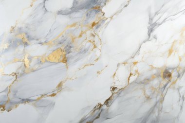 İşlenmiş beyaz ve altın mermer desenli kolaj. Pankart, arkaplan veya 3B haritalama için doku