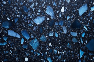 Lacivert terrazzo yüzey dokusunun işlenmiş kolajı. Pankart, arkaplan veya 3B haritalama için doku