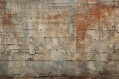 Kirli, kahverengi beton yüzey dokusunun işlenmiş kolajı. Pankart, arkaplan veya 3B haritalama için doku