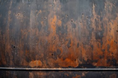 Gündüz vakti paslı metal yaprak dokusunun işlenmiş kolajı. Pankart, arkaplan veya 3B haritalama için doku