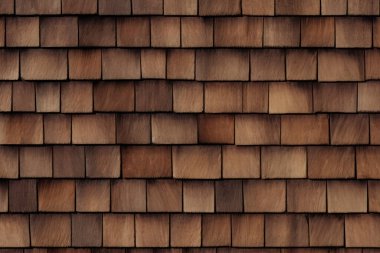 Ahşap çatı kiremitlerinin işlenmiş kolajı. Pankart, arkaplan veya 3B haritalama için doku