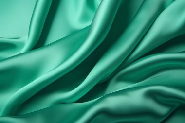 Zümrüt yeşili ipek yüzey dokusunun işlenmiş kolajı. Pankart, arkaplan veya 3B haritalama için doku