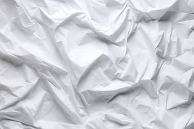 Buruşmuş beyaz kağıt dokusunun işlenmiş kolajı. Pankart, arkaplan veya 3B haritalama için doku