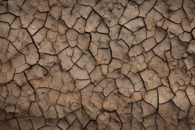 Çatlamış kil yüzey dokusunun işlenmiş kolajı. Pankart, arkaplan veya 3B haritalama için doku