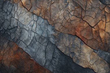 Ağaç kabuğu gövdesi dokusunun işlenmiş kolajı. Pankart, arkaplan veya 3B haritalama için doku