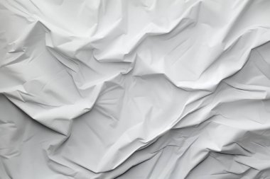 Buruşmuş beyaz kağıt dokusunun işlenmiş kolajı. Pankart, arkaplan veya 3B haritalama için doku