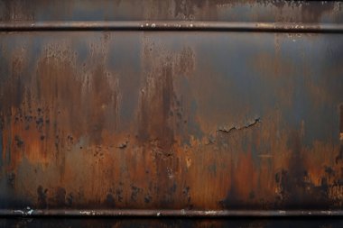 Gündüz vakti paslı metal yaprak dokusunun işlenmiş kolajı. Pankart, arkaplan veya 3B haritalama için doku