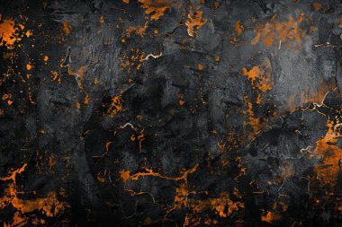 Siyah ve turuncu paslı metal yüzey fotoğrafı. Arkaplan veya haritalama için arkaplan dokusu