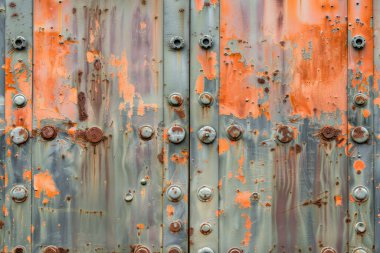 Yakın dikişli eski metal levhanın fotoğrafı. Arkaplan veya haritalama için arkaplan dokusu