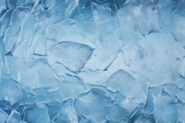 İşlenmiş mavi soğuk kırılan buz yüzeyi dokusu kolajı. Pankart, arkaplan veya 3B haritalama için doku