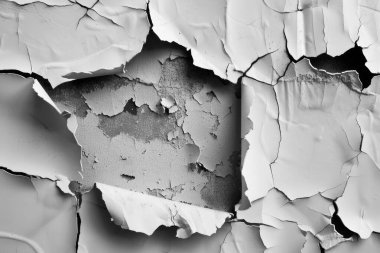 Alçı duvardaki soyulmuş beyaz boyanın fotoğrafı. Yakın plan. Arkaplan veya haritalama için arkaplan dokusu