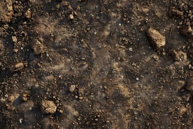 Kahverengi toprak yüzeyi fotoğrafı. Yaklaş. Arkaplan veya haritalama için arkaplan dokusu