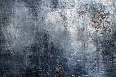 Silver 'ın fotoğrafı eski metal levhayı tırmalamış. Arkaplan veya haritalama için arkaplan dokusu