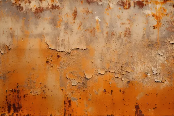 Eski paslı metal duvar yüzey dokusunun işlenmiş kolajı. Pankart, arkaplan veya 3B haritalama için doku