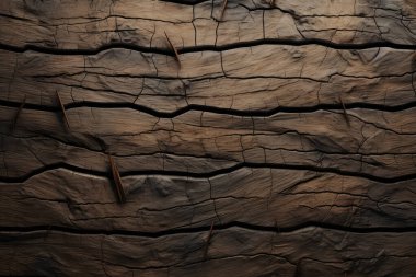 Eskimiş kahverengi ahşap malzeme dokusunun işlenmiş kolajı. Pankart, arkaplan veya 3B haritalama için doku