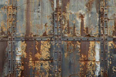 Yakın dikişli eski metal levhanın fotoğrafı. Arkaplan veya haritalama için arkaplan dokusu