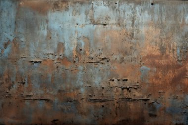 Turuncu paslı metal yüzey dokusunun işlenmiş kolajı. Pankart, arkaplan veya 3B haritalama için doku